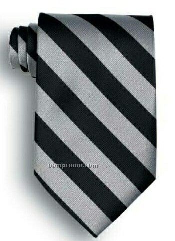 School Stripes Polyester Tie - Black & Gray