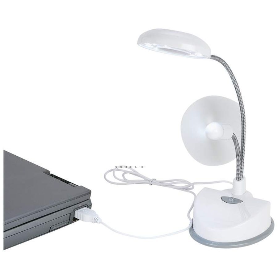 USB Powered LED Computer Lamp And Fan
