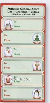 White Paper Christmas Holiday Sticker Sheet (Rectangles W/ Snow Globes)