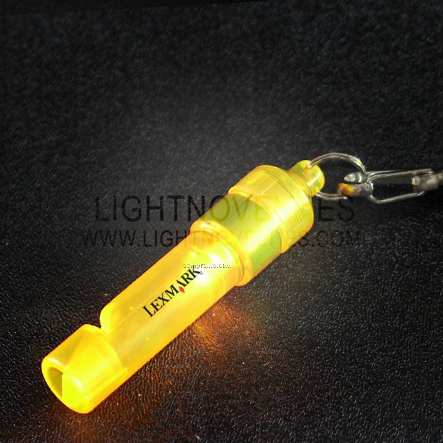 Yellow Light Up Whistle W/ Lanyard