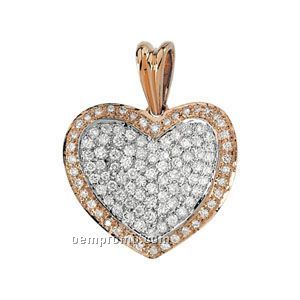 14k White And Rose Gold Rave 1 Ct Tw Diamond Heart Pendant