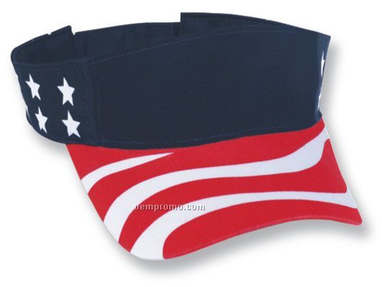 Cotton Twill Usa Flag Pattern Precurved Visor