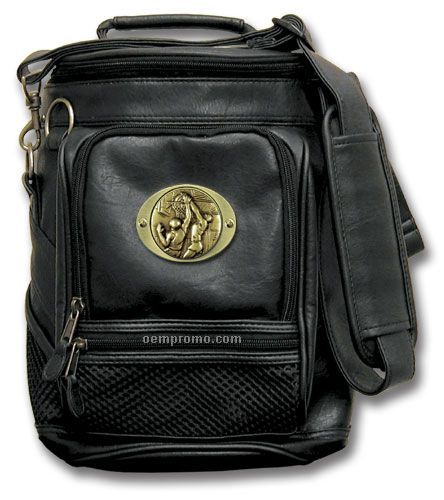 Leatherette Portable Cooler W/ Logoed Medallion (Die Struck)