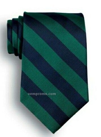 School Stripes Polyester Tie - Navy & Green