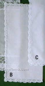 13" Ladies White Lace Handkerchief With Shell Fan Border