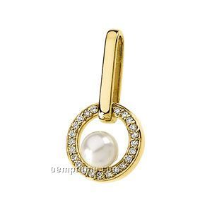 14ky Akoya Cultured Pearl And Diamond Pendant