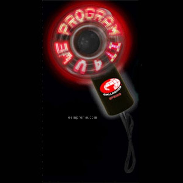 Black Body Light Up Message Fan W/ Red LED