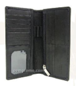 Black Stone Wash Cowhide Pocket Wallet