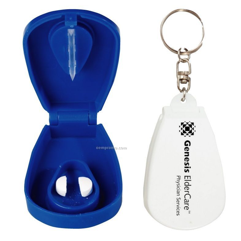 Pill Box With Cutter & Keychain
