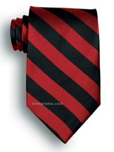 School Stripes Polyester Tie - Black & Red