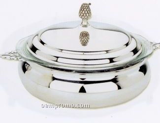 Silverplated 2 Quart Round Covered Casserole Dish