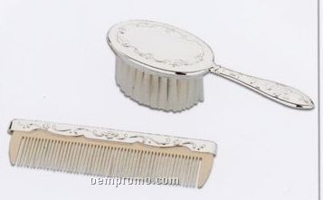 Silverplated French Chippendale Girl's Brush & Comb Set