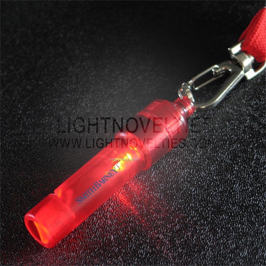 Red Light Up Whistle W/ Lanyard