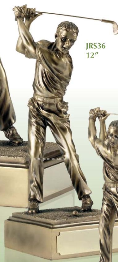 Swatkins Golf Awards Male Golfer Figurines In An Antique Gold Finish /12"