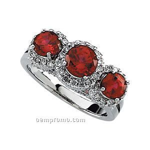 14kw Chatham Created Ruby And 3/4 Ct Tw Diamond Ring