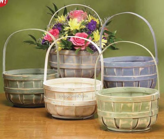 6" Pastel Bushel Basket W/ Liner