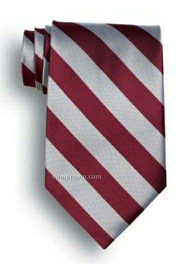 School Stripes Polyester Tie - Maroon & Gray