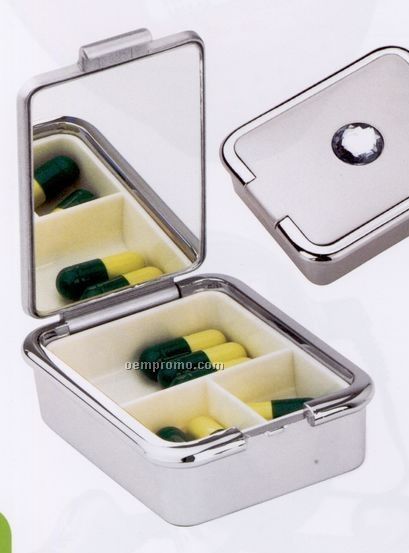 Square Pill Box With Mirror
