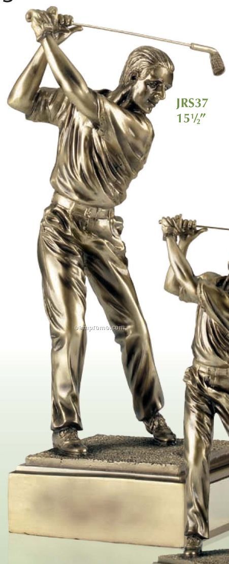 Swatkins Golf Awards Male Golfer Figurines In An Antique Gold Finish/15 1/2