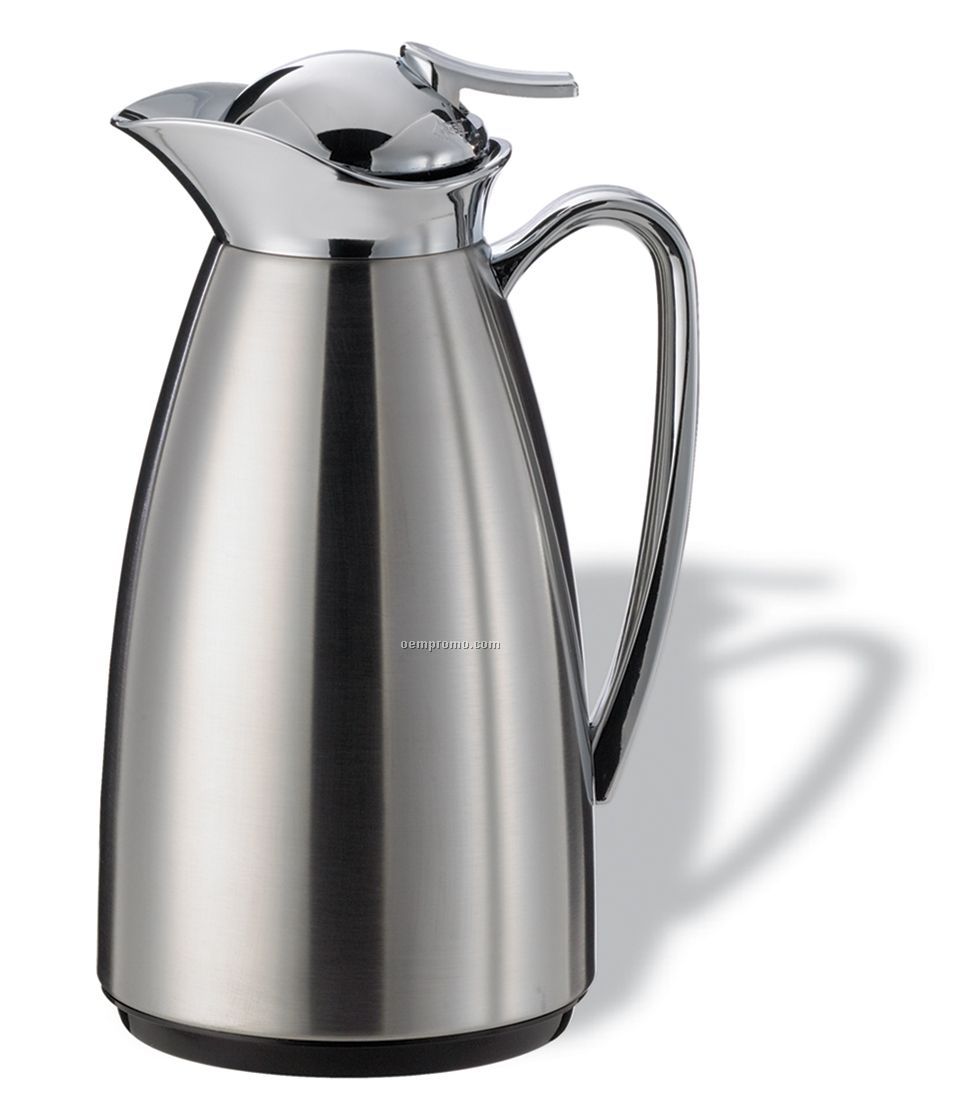 1 Liter Classy Vacuum Carafe With Push Button Lid (Silver/Chrome)
