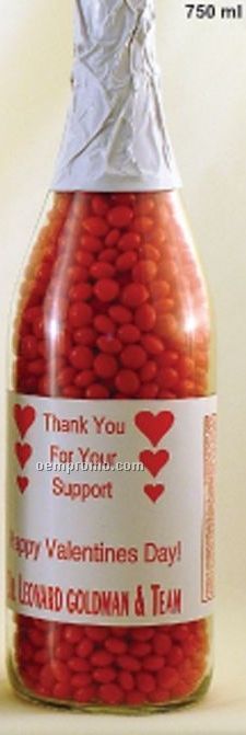 750 Ml. Glass Champagne Bottle Filled With Red Hots