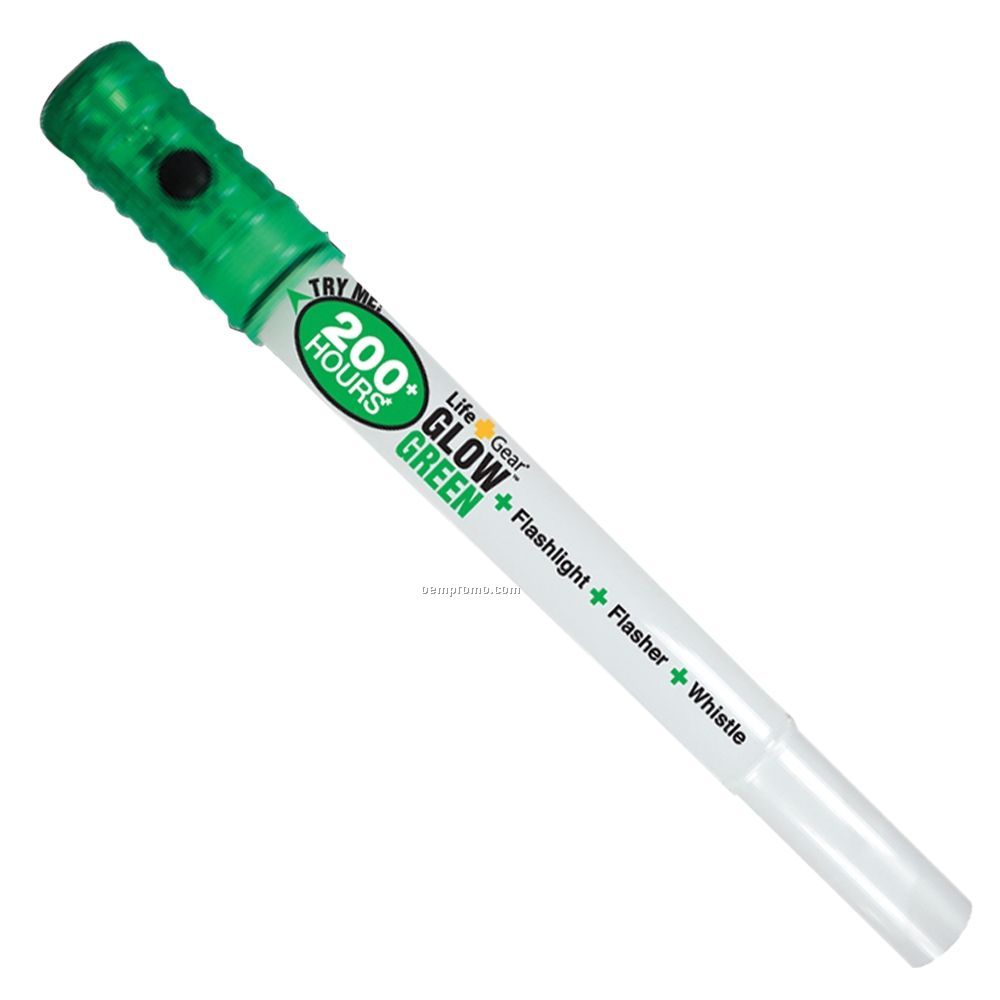 Life Gear Glow Stick Flashlight With Whistle & Lanyard - Green