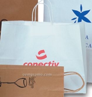 White Kraft Paper Shopping Tote Bag (13"X7"X17")