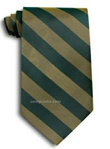School Stripes Polyester Tie - Kelly Green & Gold