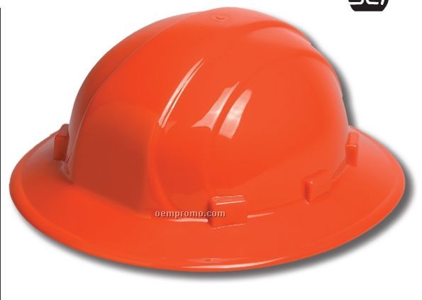 Omega II Full Brim Hard Hat W/ 6 Point Mega Ratchet Suspension - Orange