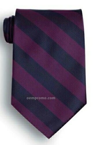School Stripes Polyester Tie - Navy & Purple