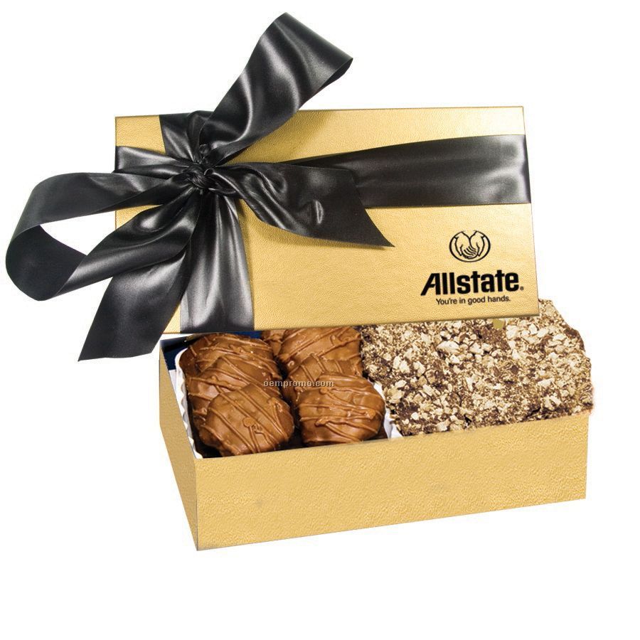The Executive Gold Almond Butter Crunch & Cashew Turtles Box