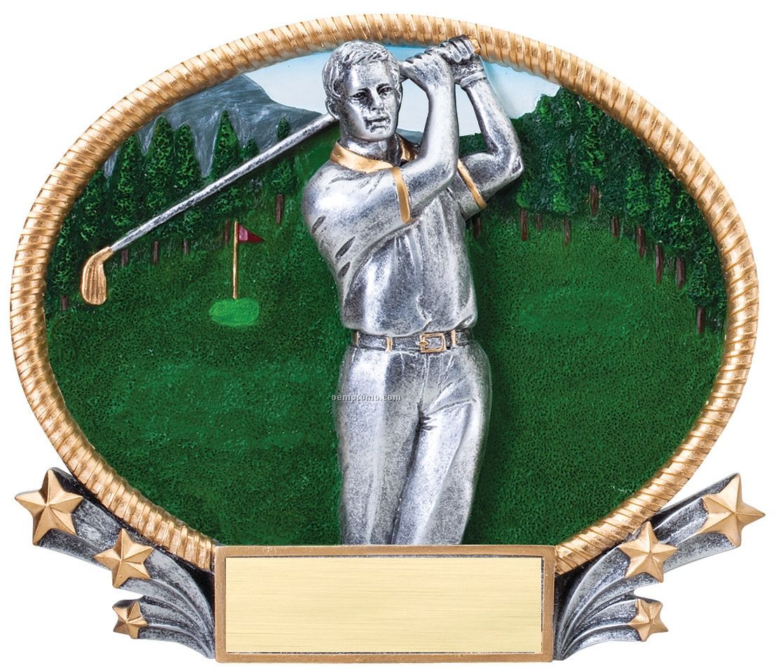 Golf, Male 3d Oval Resin Awards -large