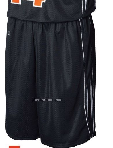 Men's Brookville Polyester Mesh Basketball Shorts W/ Contrast Trim (White)