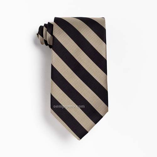 School Stripes Black Tie Khaki & Tan