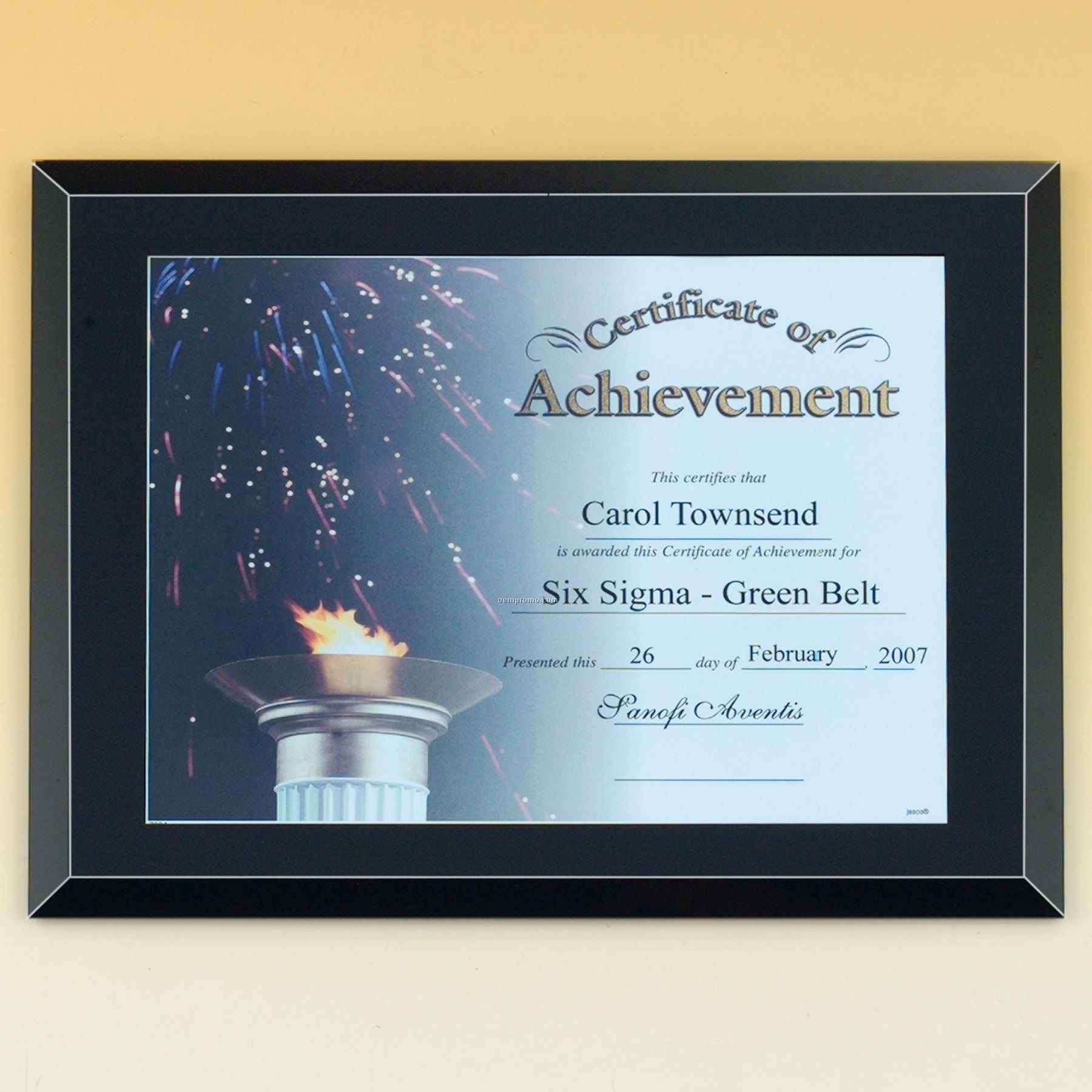 Black Glass Certificate Plaque W/Easy Open And Close Backing - Free Setup