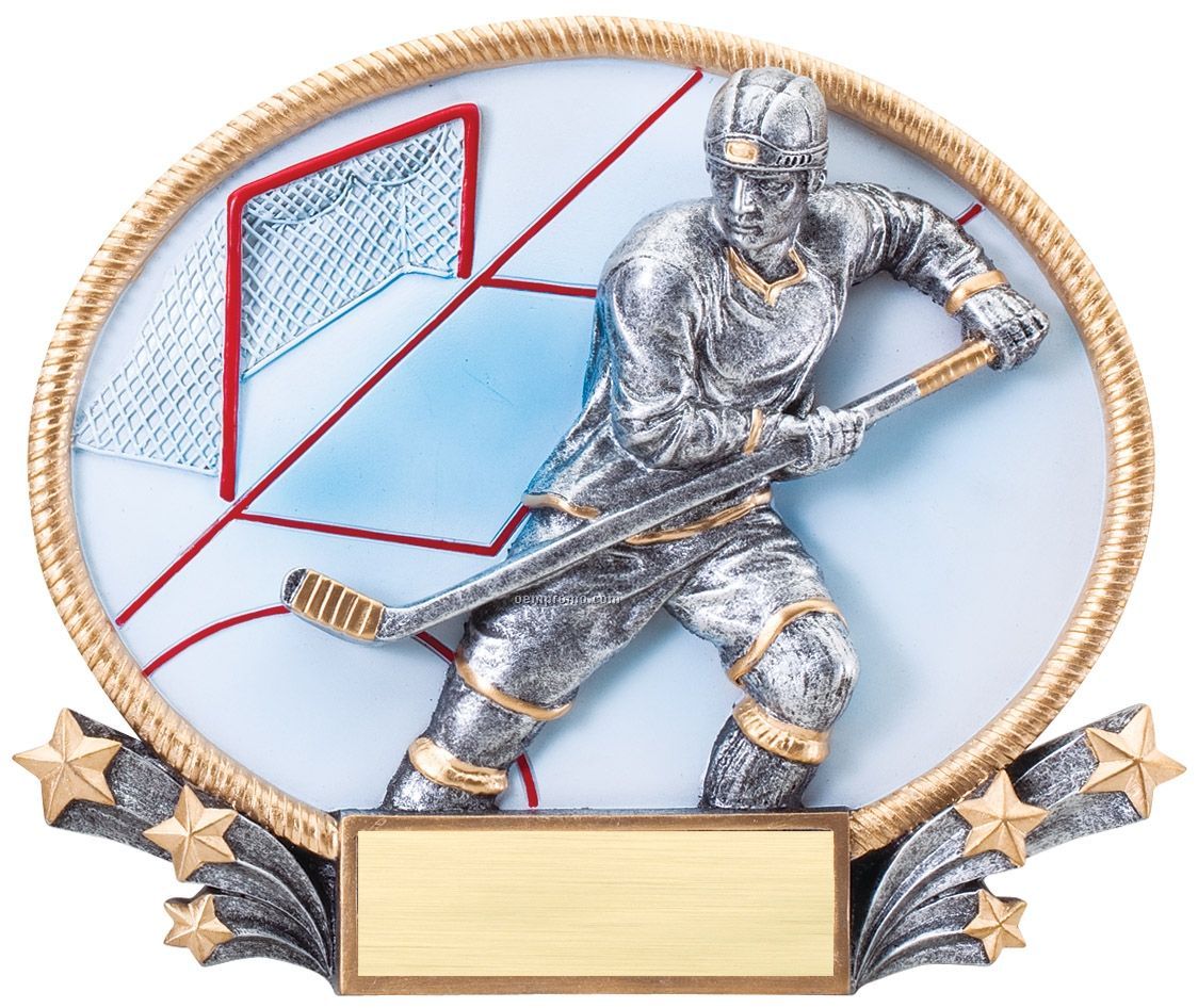 Hockey, 3d Oval Resin Awards -large