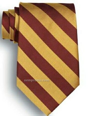 School Signature Stripes Polyester Tie - Maroon & Gold