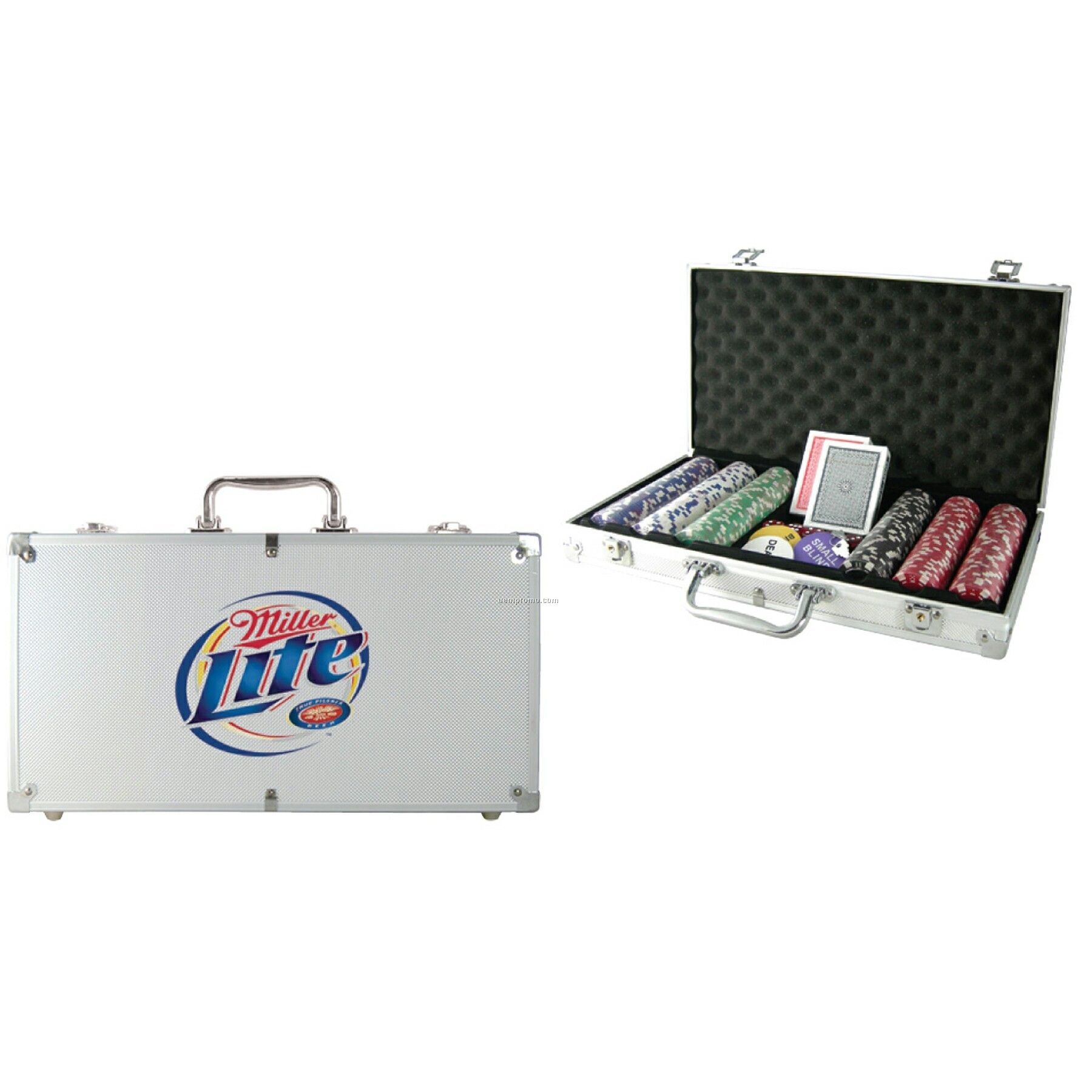 300-piece Poker Chip Set W/Silver Case (1 Side Chip Imprint)