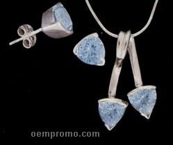 Blue Topaz Pendant Necklace & Matching Sterling Silver Earrings