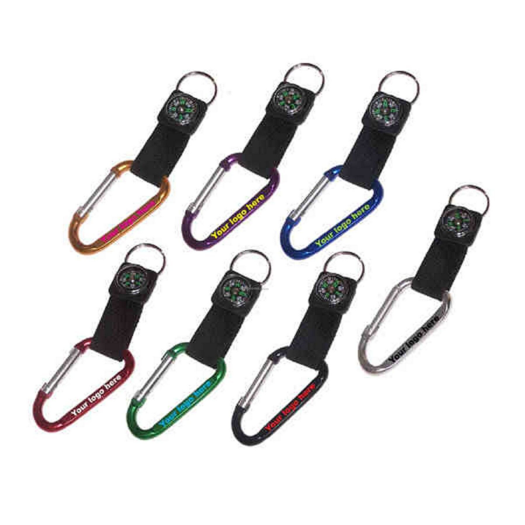 Carabiner With Key Ring & Compass