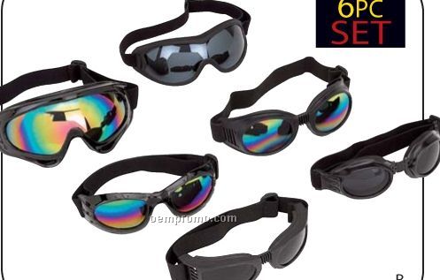 Diamond Plate 6 PC Assorted Motorcycle Goggles Set