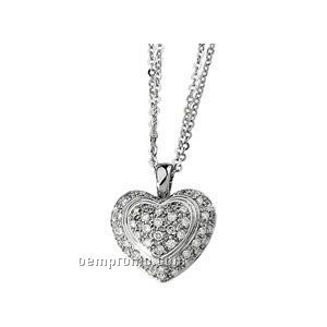 Ladies' 14kw 1/2 Ct Tw Diamond Round Heart Necklace