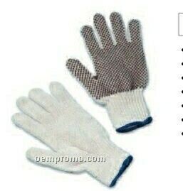 String Gloves W/ Pvc Dots On Palm (Large)