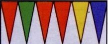 (Style A) Multi-colored 12"X18" Pennants On Durable Plastic-covered Ropes