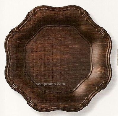 Elegance Lacquer Poly Baroque Wood Grain Charger - Set Of 4