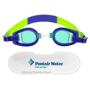 The Porpoise Swim Goggles W/ Case - Blue/ Green - Direct Import