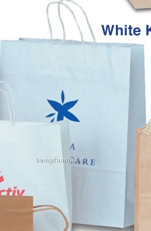 White Kraft Paper Shopping Tote Bag (18"X7"X18")