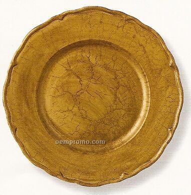 Elegance Regency Faux Leather Gold Round Charger - Set Of 4