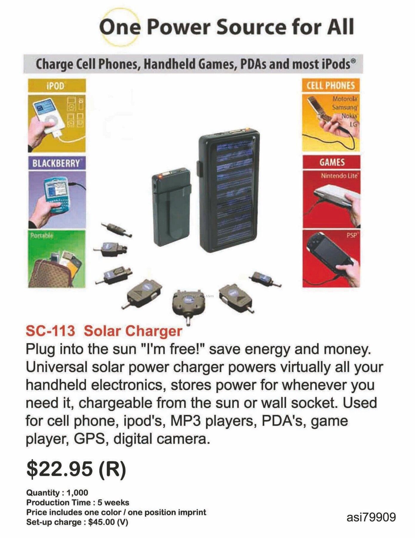 Solar Charger For Iphone, Ipod, Blackberry, Android