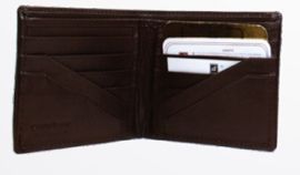 Men's Medium Brown Stone Wash Cowhide Double Billfold Wallet